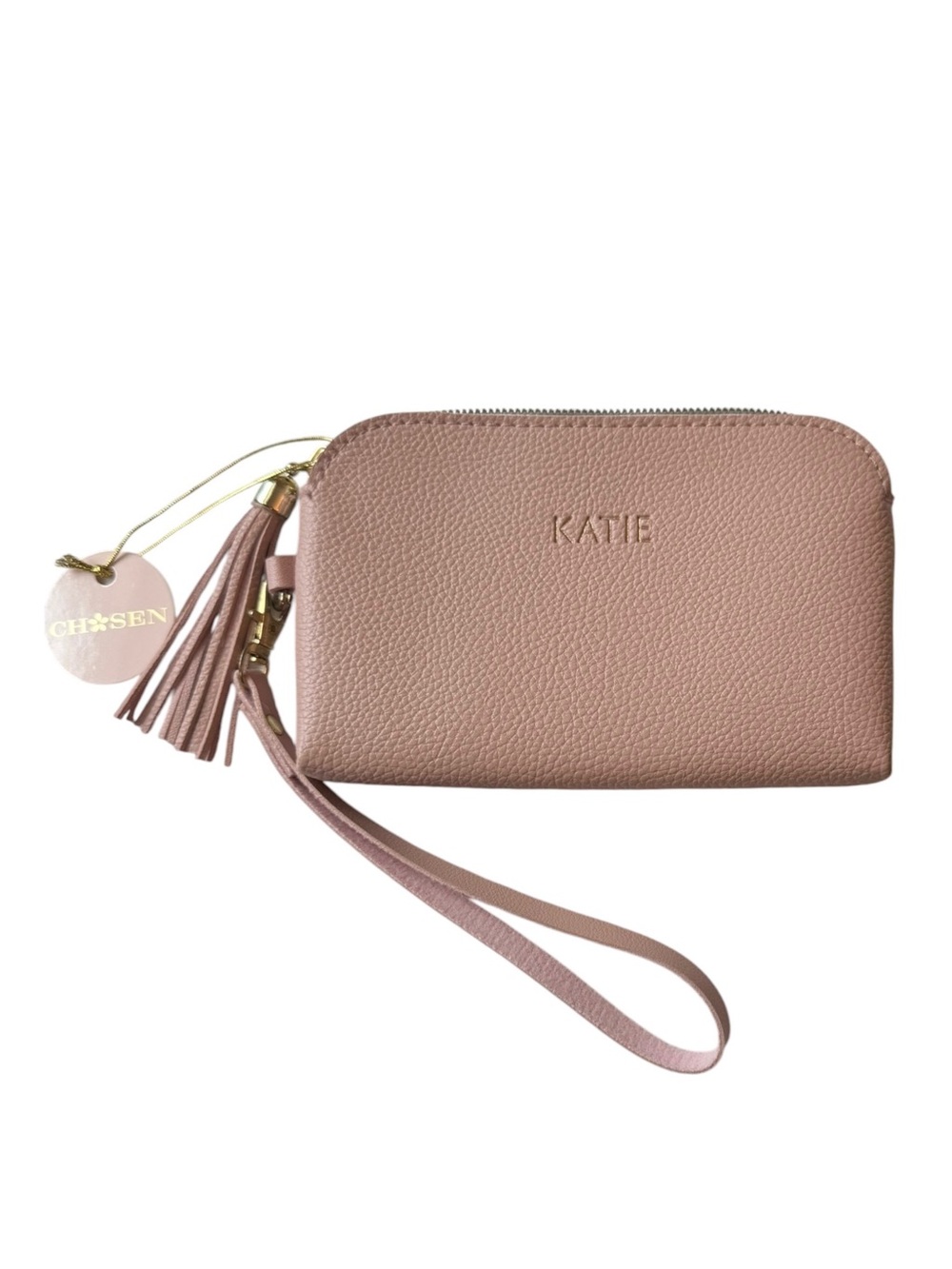 🤑 5/$25 CHOSEN Katie Blush Pink Leather Wristlet Clutch NWT
